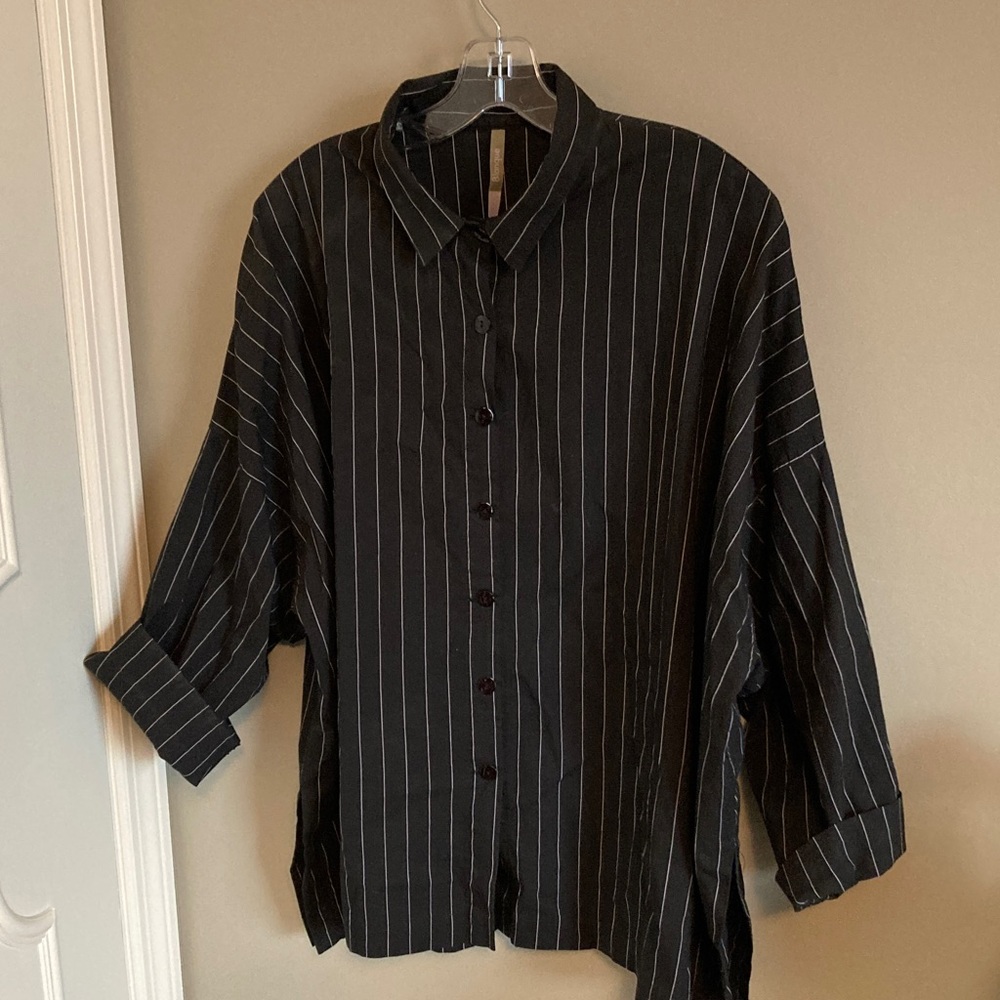Black Striped Women's Blouse